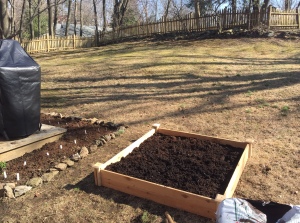 raised bed assembled and filled
